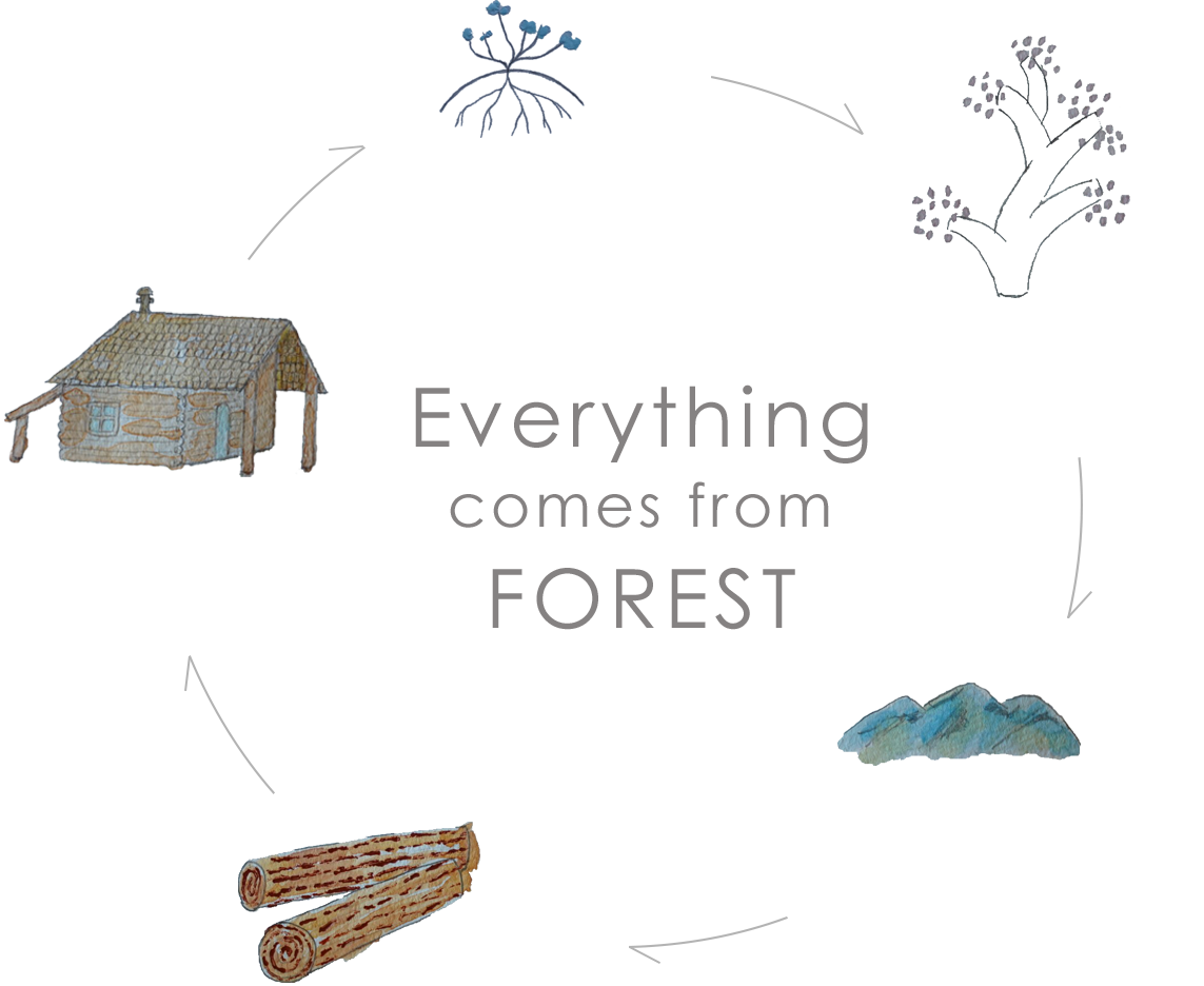 すべては森から生まれるイラスト